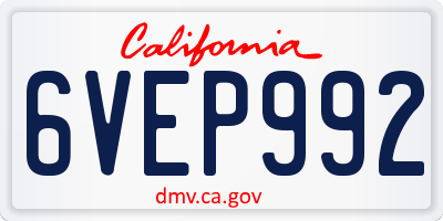 CA license plate 6VEP992