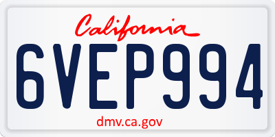 CA license plate 6VEP994