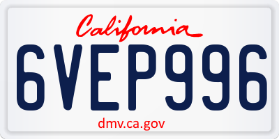 CA license plate 6VEP996