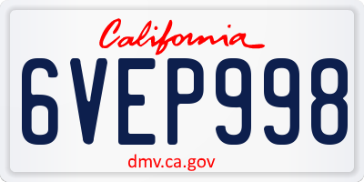 CA license plate 6VEP998