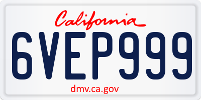 CA license plate 6VEP999