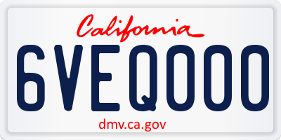 CA license plate 6VEQ000