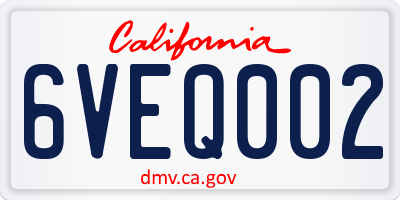 CA license plate 6VEQ002