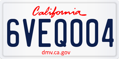CA license plate 6VEQ004