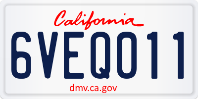 CA license plate 6VEQ011