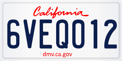 CA license plate 6VEQ012