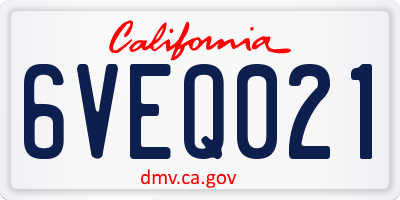 CA license plate 6VEQ021