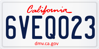 CA license plate 6VEQ023