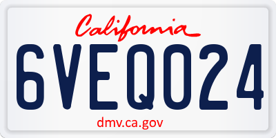 CA license plate 6VEQ024
