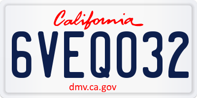 CA license plate 6VEQ032