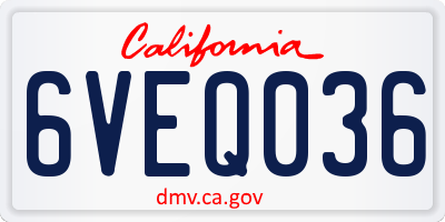 CA license plate 6VEQ036