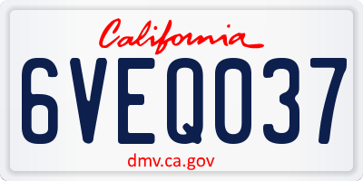 CA license plate 6VEQ037