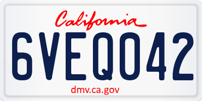 CA license plate 6VEQ042