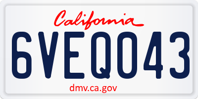 CA license plate 6VEQ043
