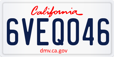 CA license plate 6VEQ046