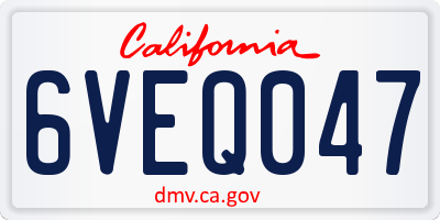 CA license plate 6VEQ047