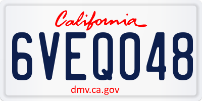 CA license plate 6VEQ048