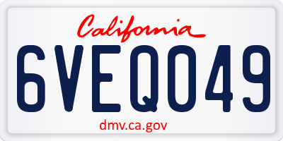 CA license plate 6VEQ049
