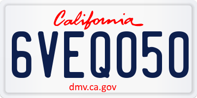 CA license plate 6VEQ050