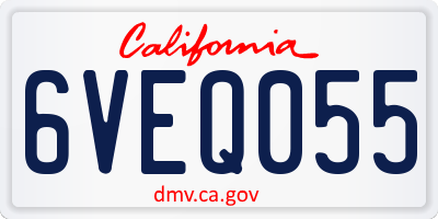 CA license plate 6VEQ055