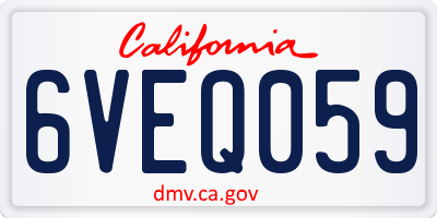 CA license plate 6VEQ059