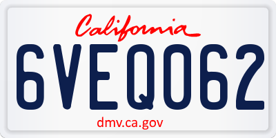 CA license plate 6VEQ062