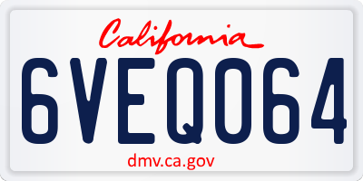 CA license plate 6VEQ064