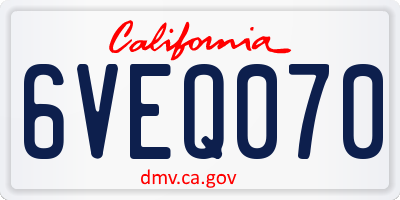 CA license plate 6VEQ070