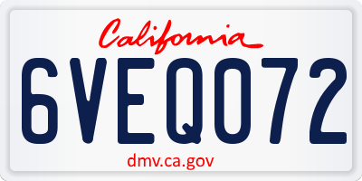 CA license plate 6VEQ072