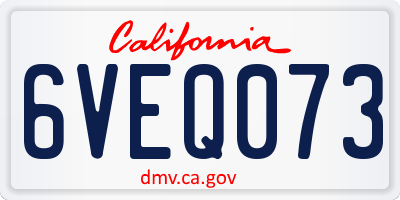 CA license plate 6VEQ073