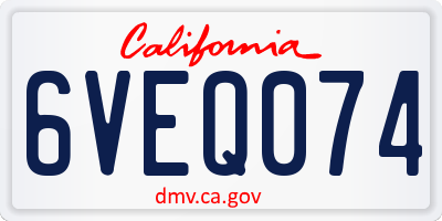 CA license plate 6VEQ074