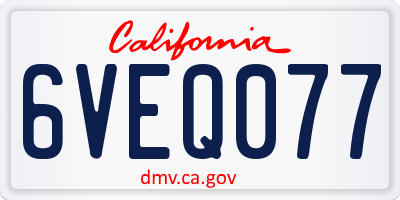 CA license plate 6VEQ077