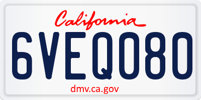 CA license plate 6VEQ080