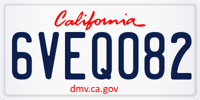 CA license plate 6VEQ082