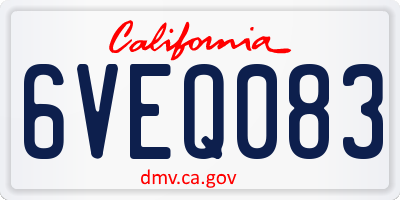 CA license plate 6VEQ083