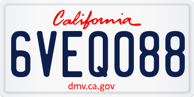 CA license plate 6VEQ088
