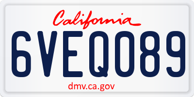 CA license plate 6VEQ089