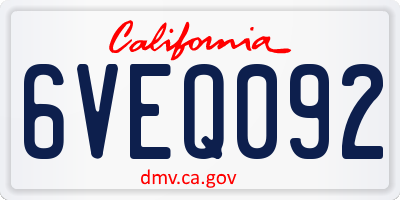 CA license plate 6VEQ092