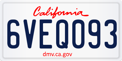 CA license plate 6VEQ093