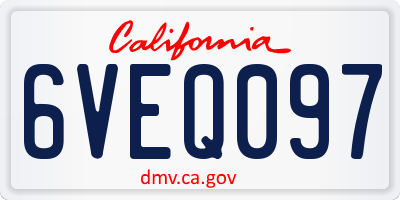CA license plate 6VEQ097