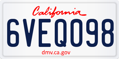 CA license plate 6VEQ098