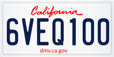 CA license plate 6VEQ100