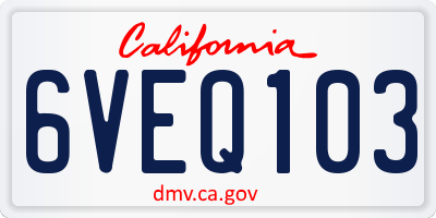 CA license plate 6VEQ103