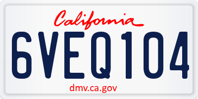 CA license plate 6VEQ104
