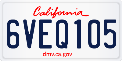 CA license plate 6VEQ105