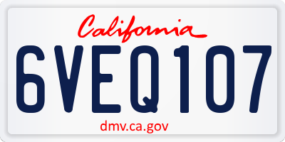 CA license plate 6VEQ107