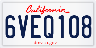 CA license plate 6VEQ108