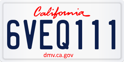 CA license plate 6VEQ111