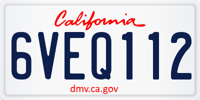 CA license plate 6VEQ112