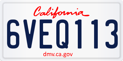 CA license plate 6VEQ113